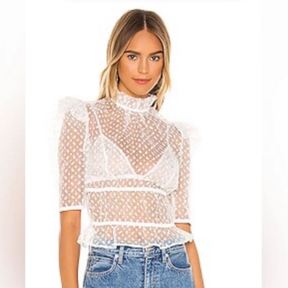 REVOLVE NWT Camila Coelho Tierra Top in Sheer Ivory XS
